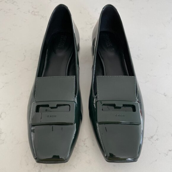 Geox Respira Vivyanne Italian Patent Leather Shoes Dark Forest Green Sz 10 NIB - Picture 12 of 12